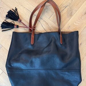 Free People Black and Tan Tote Bag